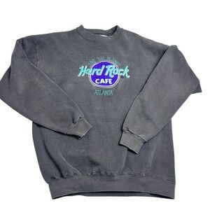 Hard Rock Cafe Atlanta Crewneck Sweatshirt Large Black Vintage Made In USA